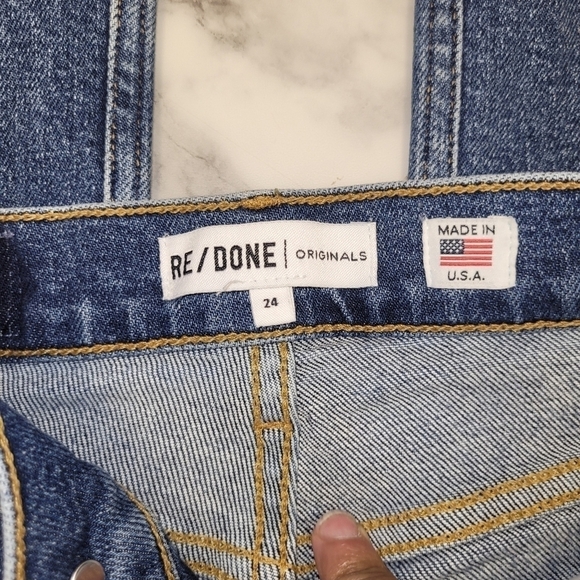 Re/Done Comfort Stretch High Rise Ankle Crip Stretch Jeans In Mid 70s Size 24 - Picture 12 of 14